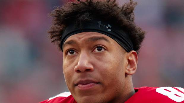 Wisconsin senior tight end Jaylan Franklin (Credit: Jeff Hanisch-USA TODAY Sports)